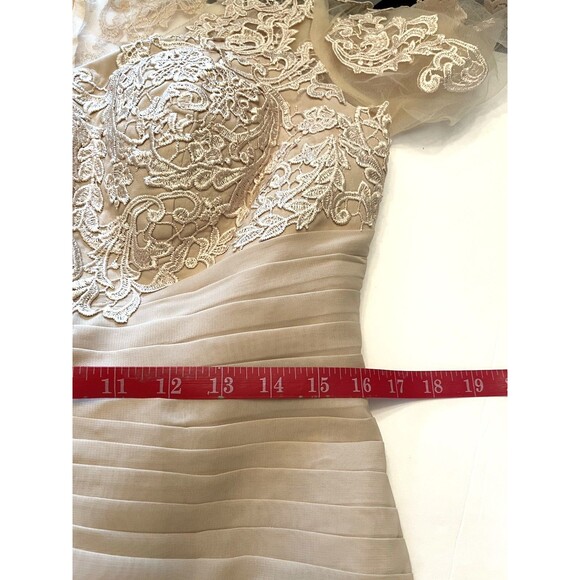 Women's Champagne High-Low Chiffon Lace Top Mother of Bride Dress Sz10 Unbranded - Picture 9 of 11